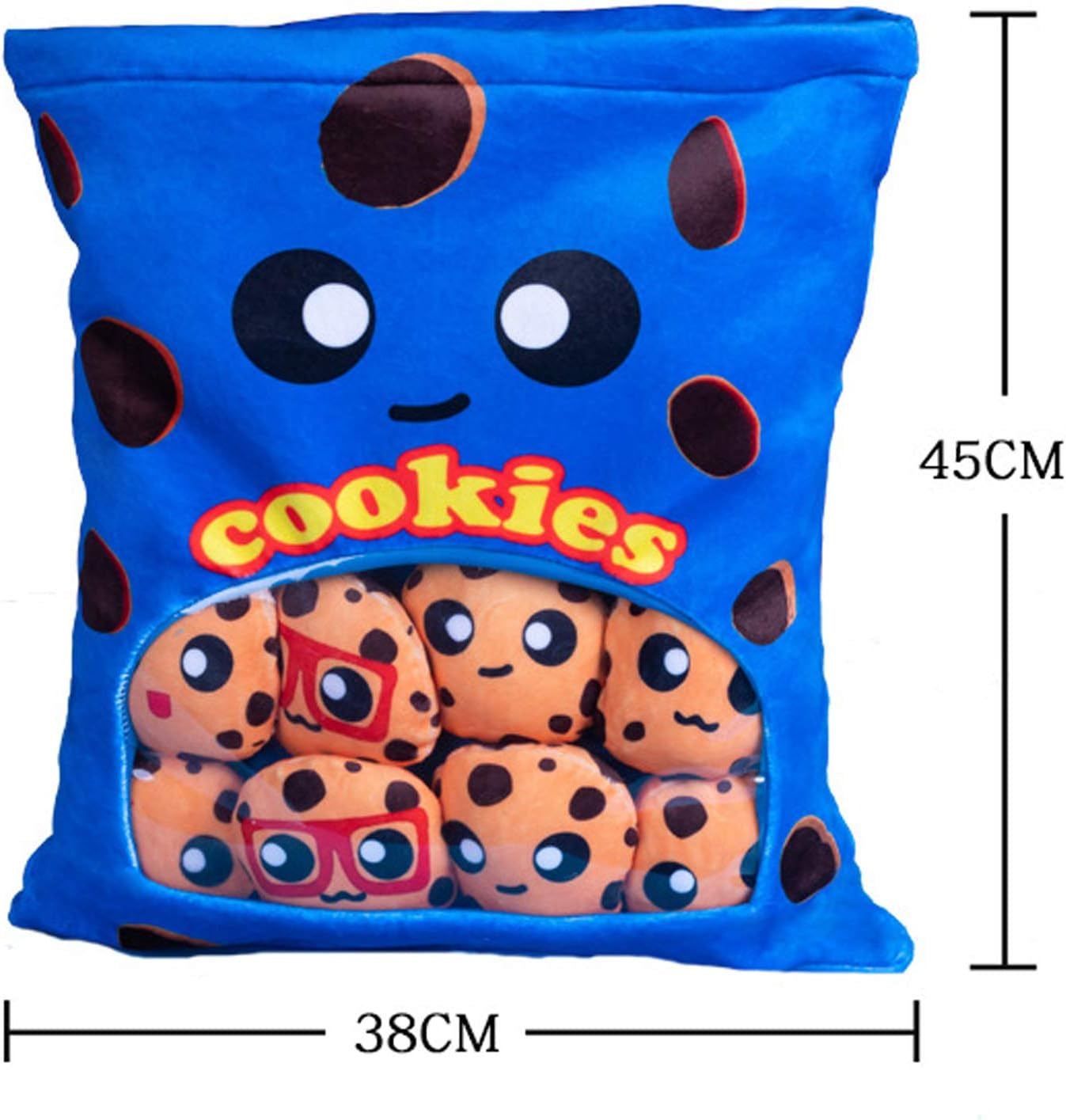 Plushies Doll a Bag of Cookie Toy Stuffed Soft Snack Pillow Plush Yummy Food Toy for Birthday Gift, Stuffed Toy Game Pillow Cushion Gift for Kids (Blue)