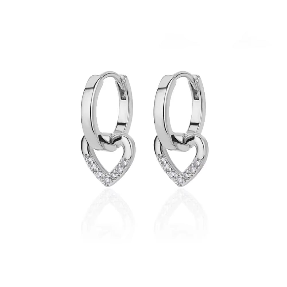 Hollow Heart Earrings for Women Stainless Steel Dangle Drop Earrings 2023 Trending Cubic Zirconia Wedding Couple Jewelry Aretes