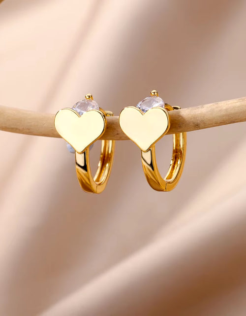 Load image into Gallery viewer, Hollow Heart Earrings for Women Stainless Steel Dangle Drop Earrings 2023 Trending Cubic Zirconia Wedding Couple Jewelry Aretes
