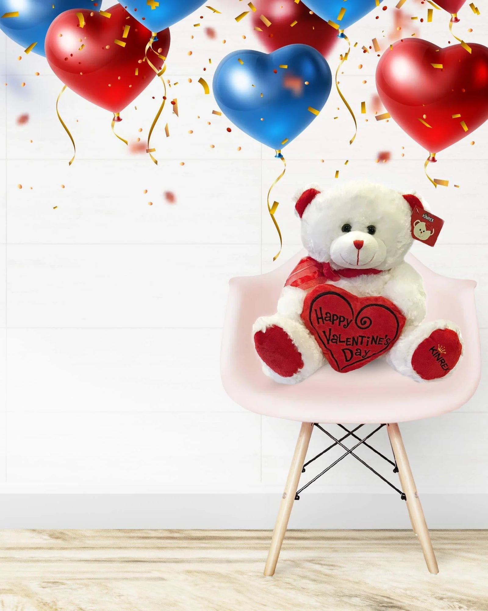 Soft Stuffed Teddy Bear - Happy Valentine'S Day Bear for Girlfriend, Boyfriend, Wife, Husband - White with Red Message