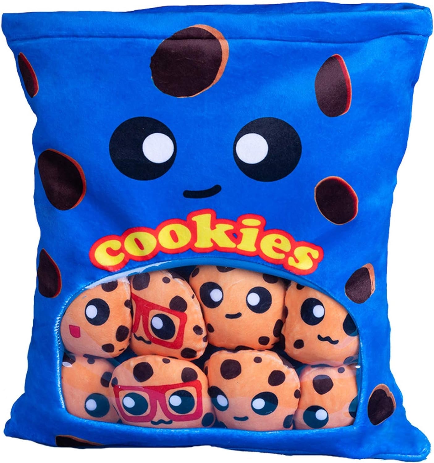 Plushies Doll a Bag of Cookie Toy Stuffed Soft Snack Pillow Plush Yummy Food Toy for Birthday Gift, Stuffed Toy Game Pillow Cushion Gift for Kids (Blue)