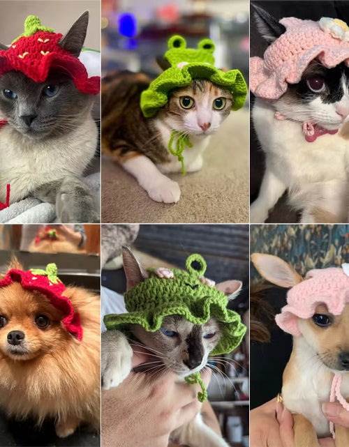 Load image into Gallery viewer, Cross-Border Selling Cat and Dog Hats Hand-Knitted Hats Travel Pet Cute Mini Hats
