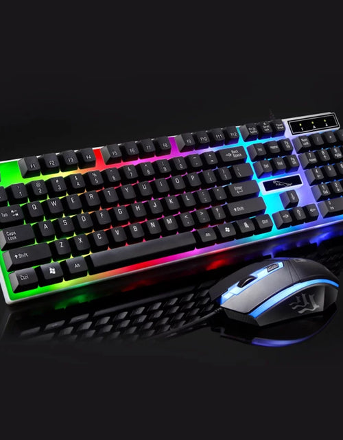 Load image into Gallery viewer, Gaming Keyboard and Mouse Combo, LED Rainbow Backlit Keyboard with 104 Key Computer PC Gaming Keyboard for Pc/Laptop (Black)
