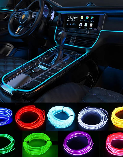 Load image into Gallery viewer, Car Interior Lighting Decorative Led Lights EL Wiring Neon Strip Auto Flexible Ambient Light USB Party Atmosphere Lamp Accessory
