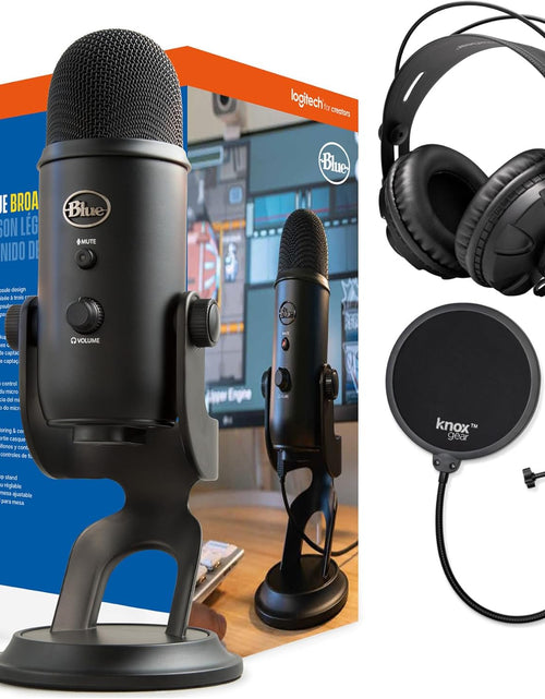 Load image into Gallery viewer, Yeti USB Microphone (Blackout) Bundle with Knox Gear Headphones and Pop Filter (3 Items)
