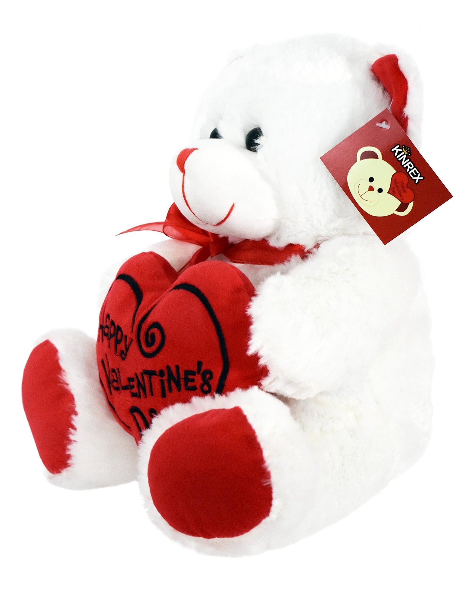 Soft Stuffed Teddy Bear - Happy Valentine'S Day Bear for Girlfriend, Boyfriend, Wife, Husband - White with Red Message