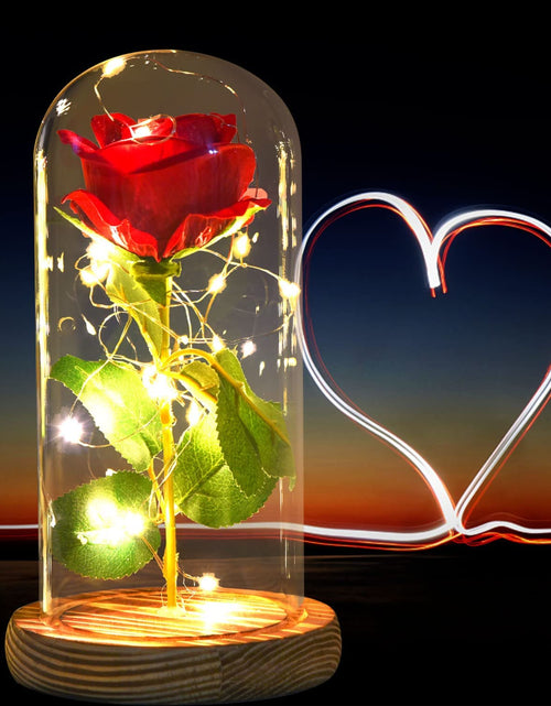 Load image into Gallery viewer, Glass Rose Red Rose Wooden,Rose, Best Gift for Mom,Red Rose with Light Enchanted Rose in Glass Dome, Girlfriend, Wife, Never Fade Rose for Mother&#39;S Day, Anniversary, Birthday, Valentine&#39;S Day.
