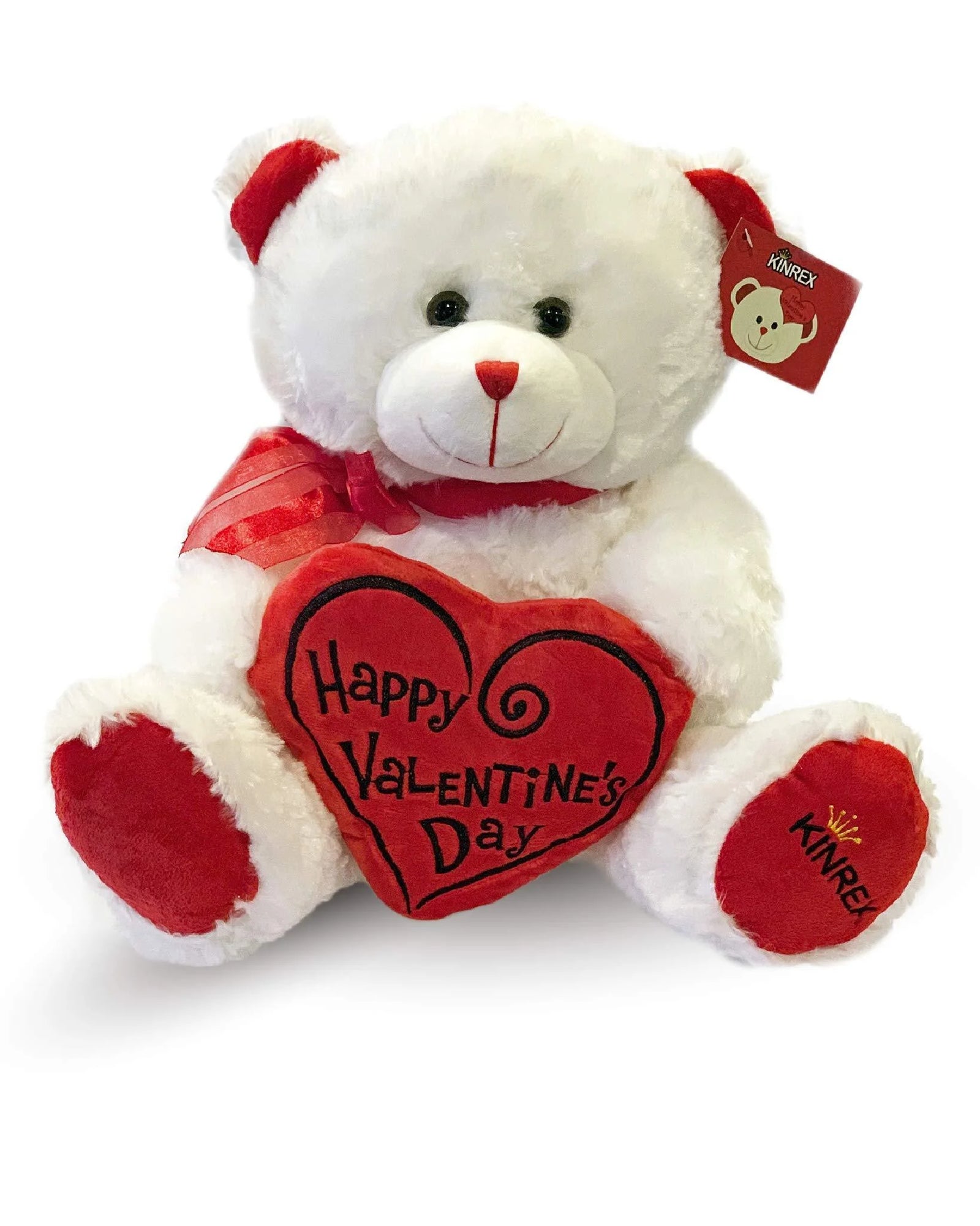 Soft Stuffed Teddy Bear - Happy Valentine'S Day Bear for Girlfriend, Boyfriend, Wife, Husband - White with Red Message