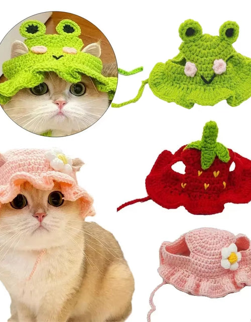 Load image into Gallery viewer, Cross-Border Selling Cat and Dog Hats Hand-Knitted Hats Travel Pet Cute Mini Hats
